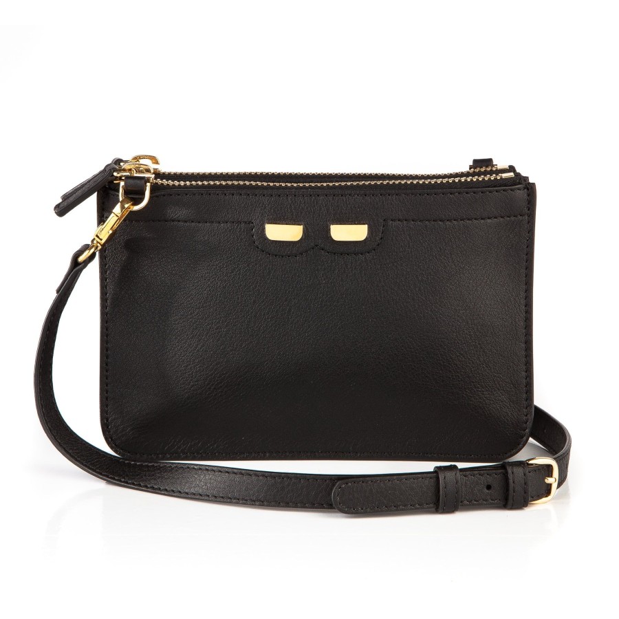 Women Bene Handbags | Peyton Double Zip In Black Front & White Back