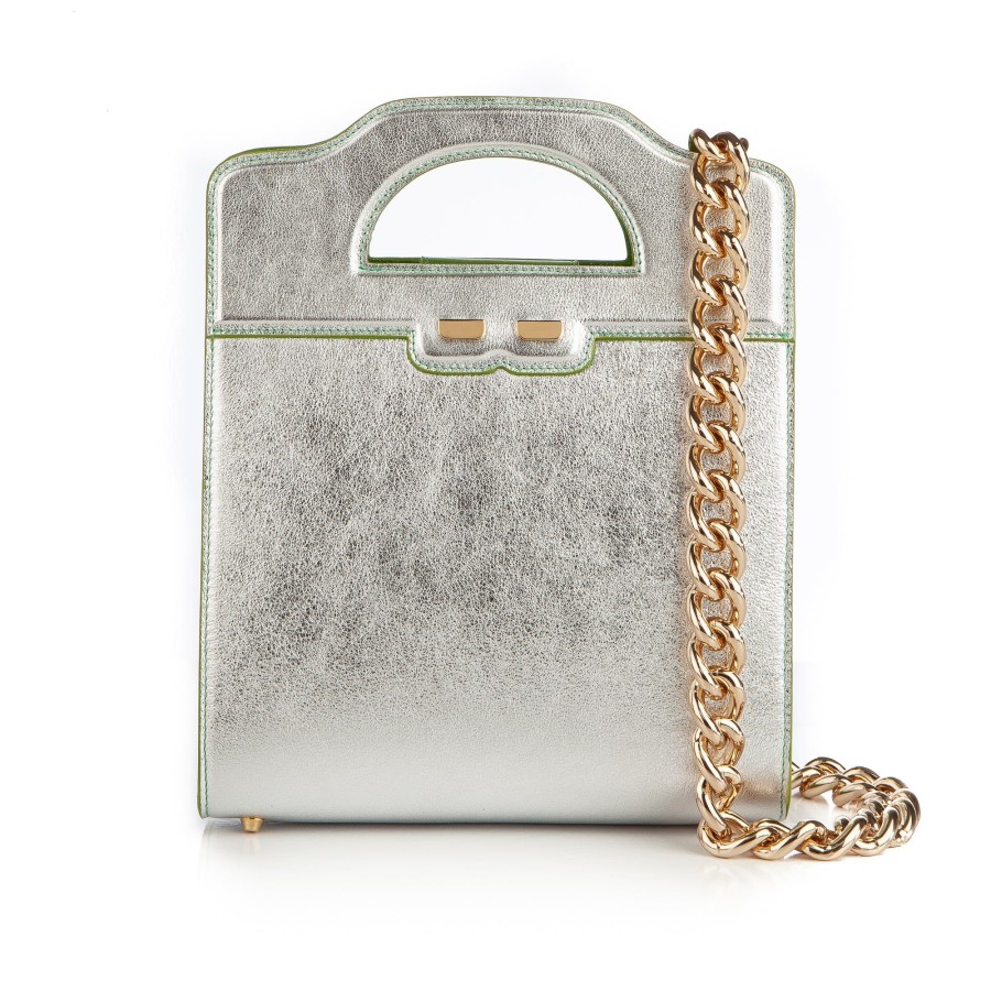 Women Bene Handbags | The Louise In Silver And Lime