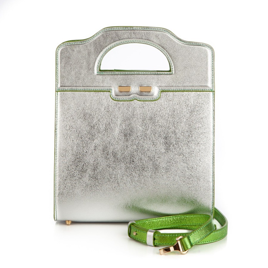 Women Bene Handbags | The Louise In Silver And Lime