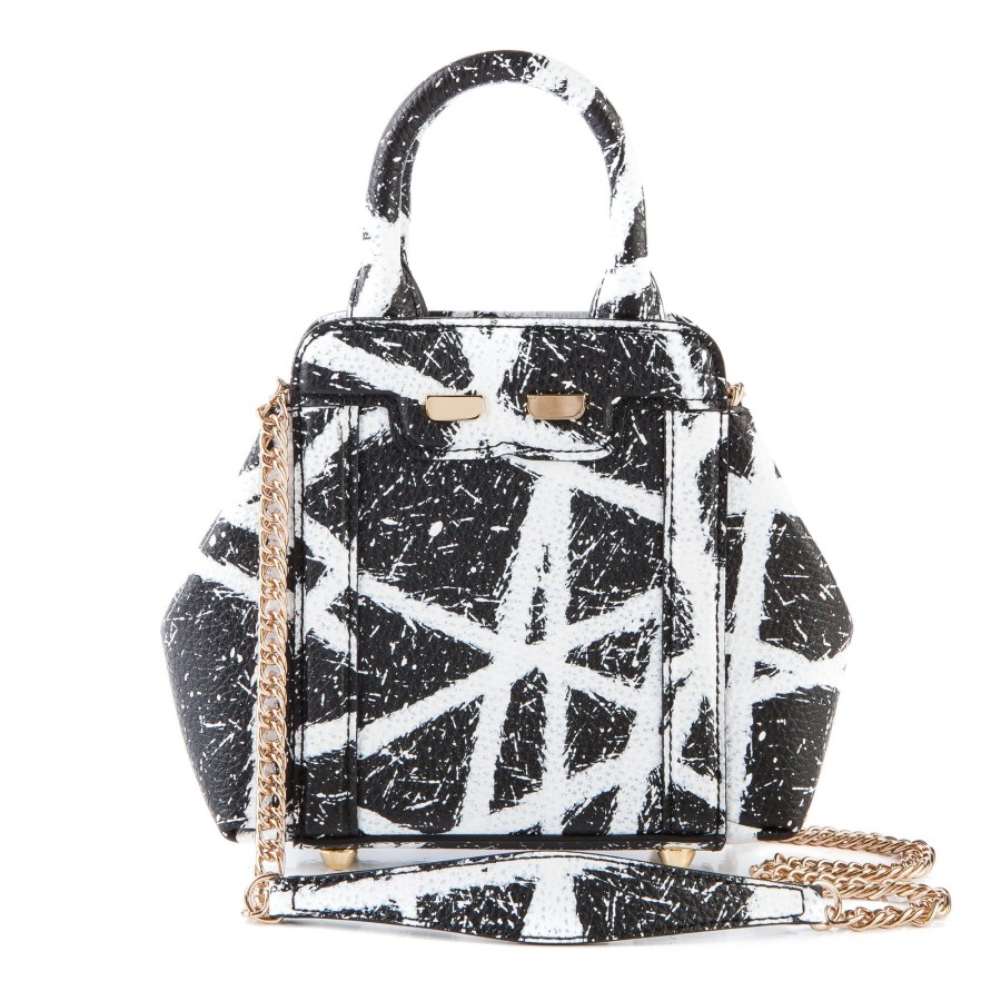 Women Bene Handbags | Limited Edition Mini Nott In Black Leather With White Paint