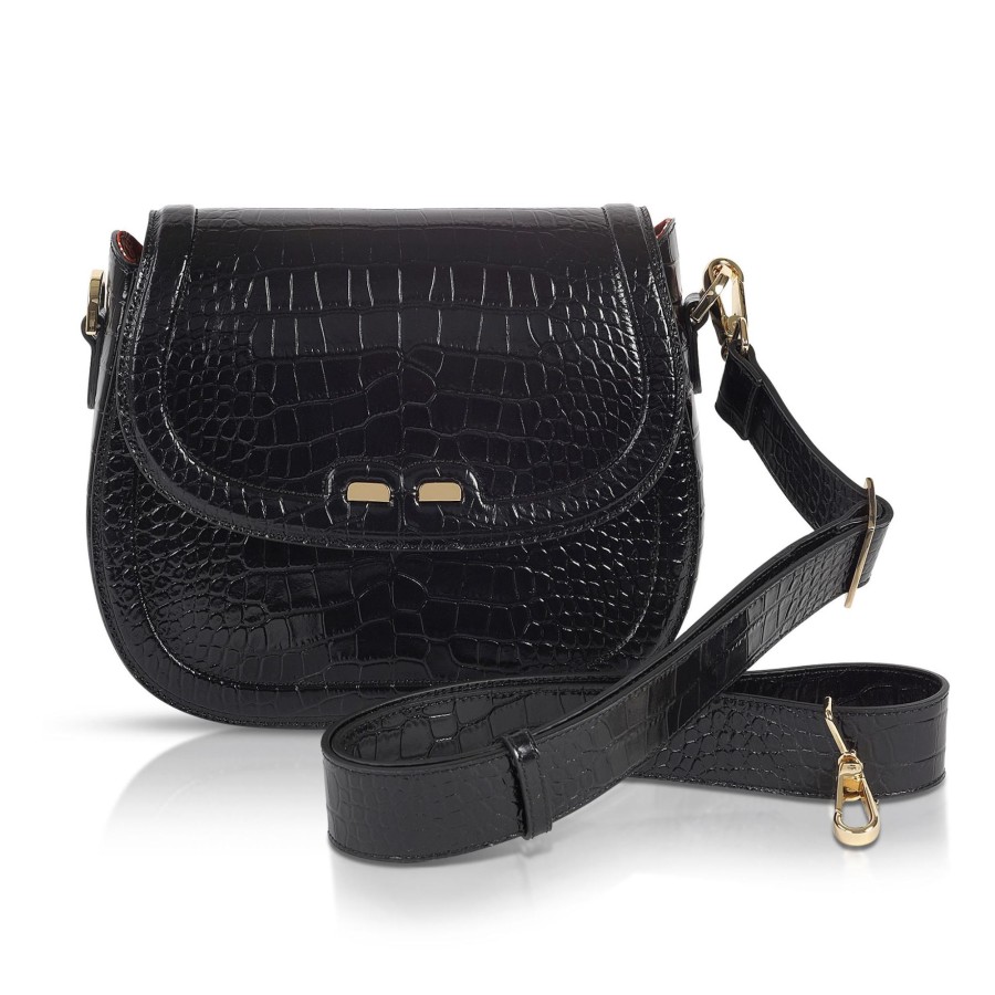 Women Bene Handbags | Holmes In Black Croc