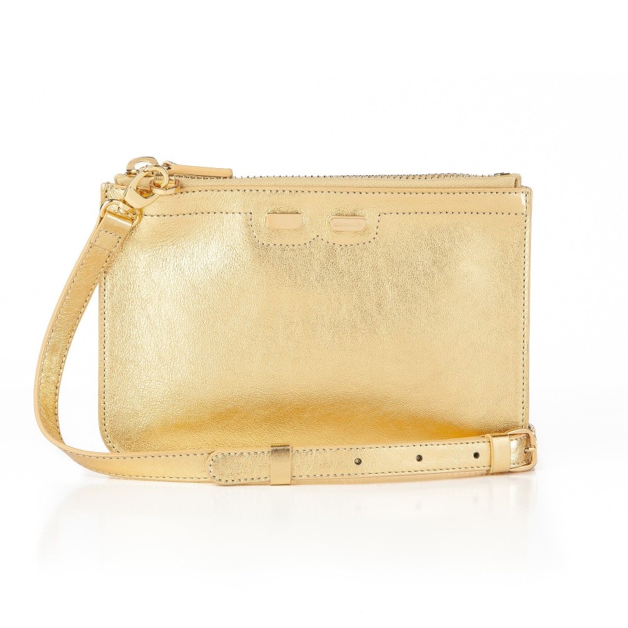 Women Bene Handbags | Peyton Double Zip In Gold