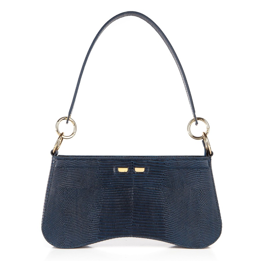 Women Bene Handbags | Bel In Navy Lizard