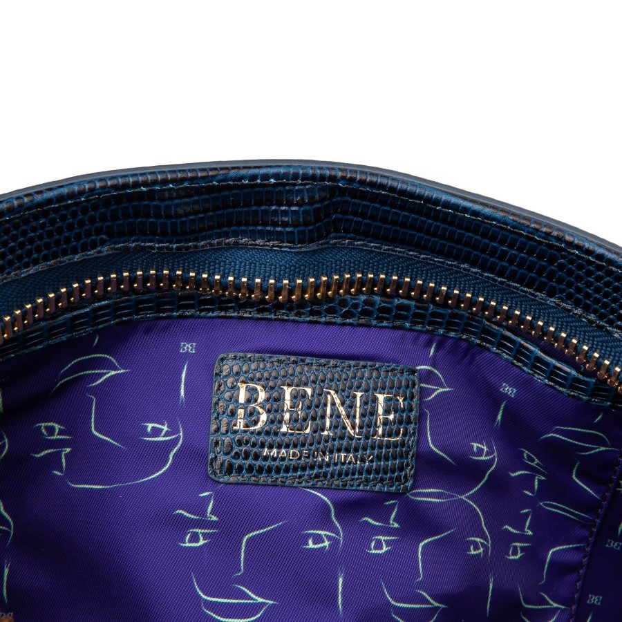 Women Bene Handbags | Bel In Navy Lizard