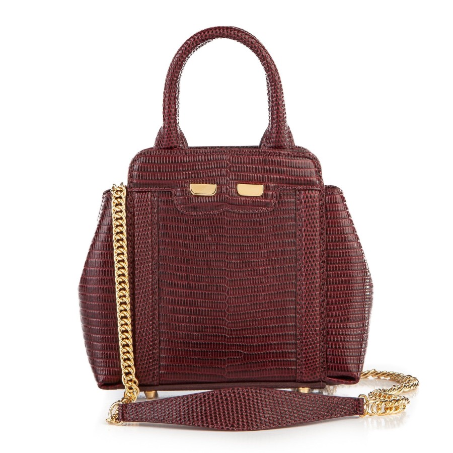 Women Bene Handbags | Mini Nott In Bordeaux Lizard