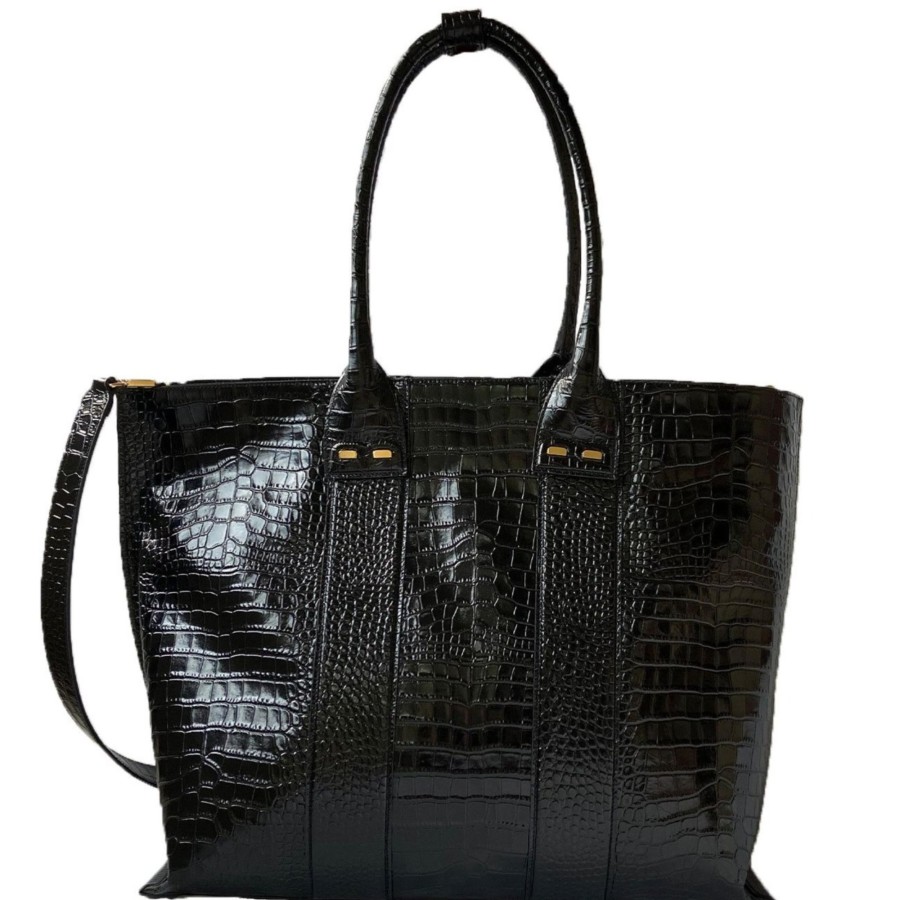 Women Bene Handbags | Stafford In Black Croc