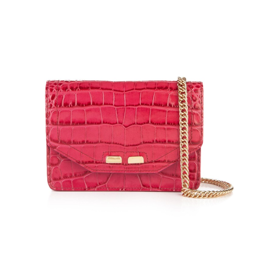 Women Bene Handbags | Samuel In Fuxia Croc