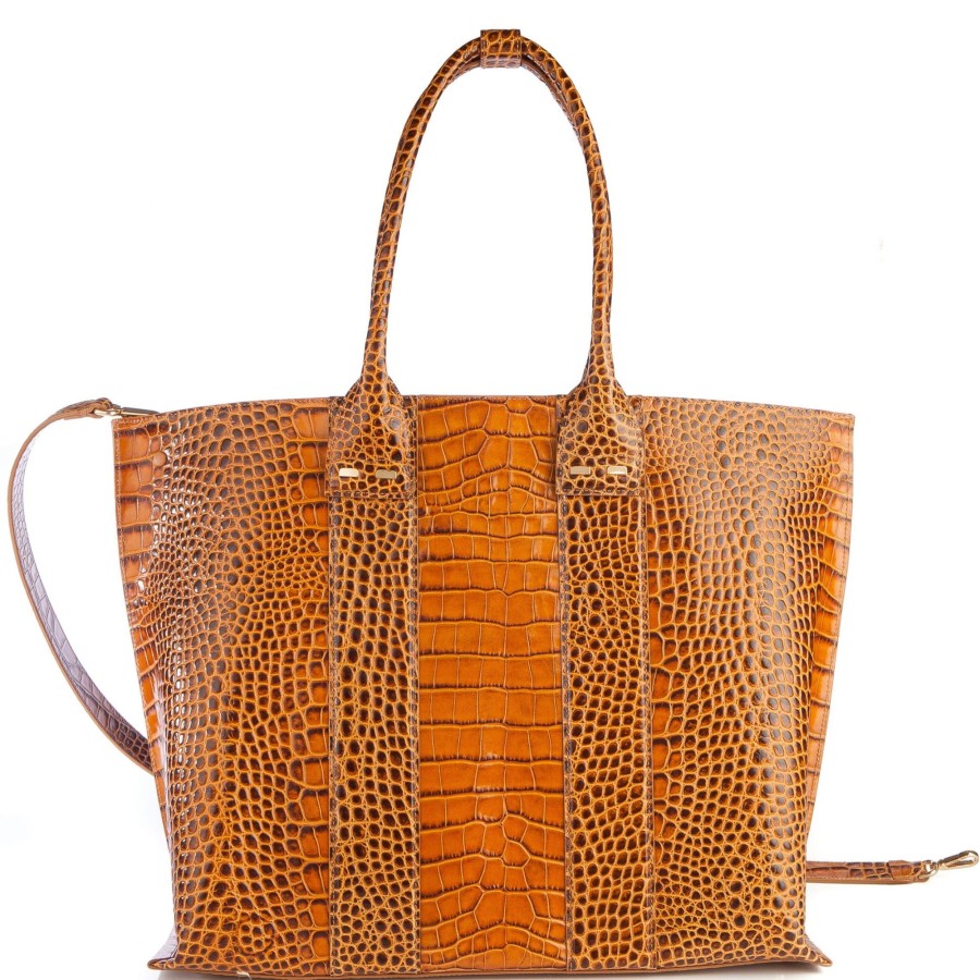 Women Bene Handbags | Stafford In Camel Croc