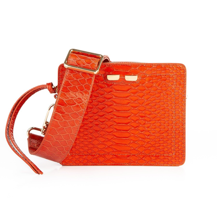 Women Bene Handbags | Fairfax In Poppy Snake