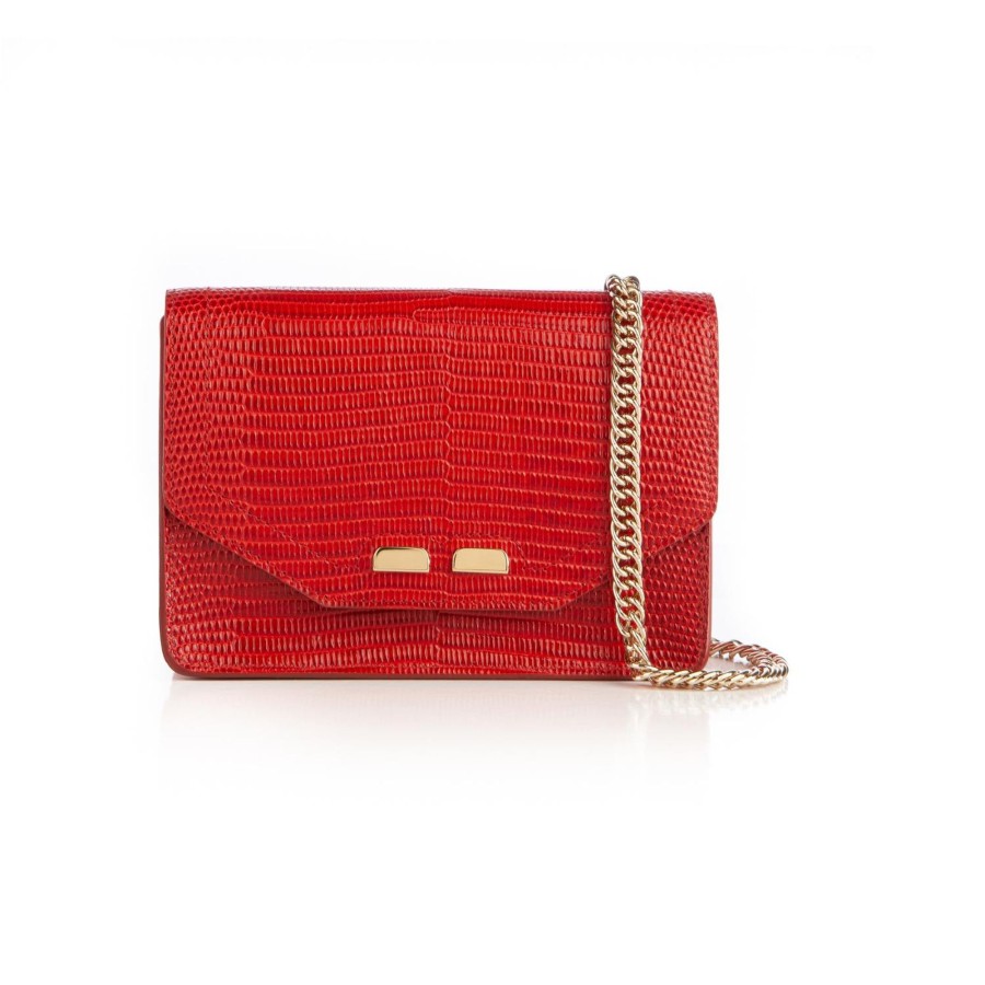 Women Bene Handbags | Samuel In Red Lizard